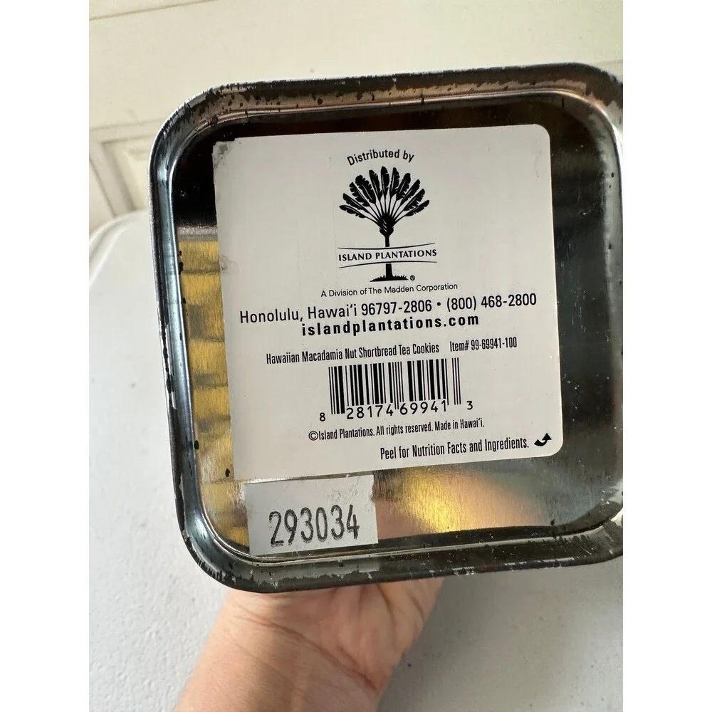 Island Plantations Hawaiian Tea Cookies Embossed Tropical Tall Tin Container